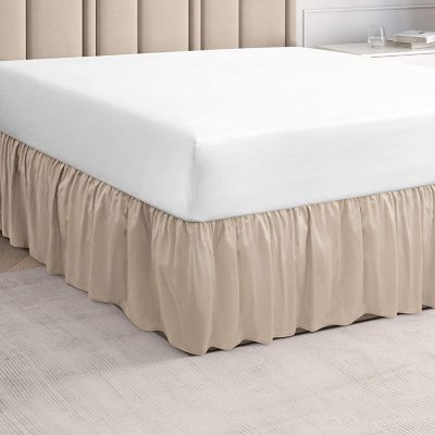 14" Drop Wrap Around Easy Fit MOCHA Queen Size Elastic Ruffled Bed Skirt 