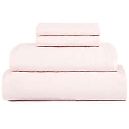 Bokser Home   300 Thread Count 100% Cotton Percale Sheet Set - Twin, Pink Sand
