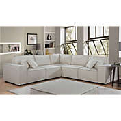 Contemporary Home Living 8.25&#39; Cream Beige Linen Modular Sectional Sofa