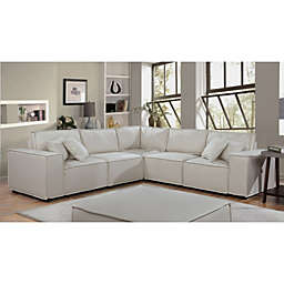 Contemporary Home Living 8.25' Cream Beige Linen Modular Sectional Sofa