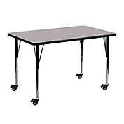 Flash Furniture Mobile 24&#39;&#39;W x 48&#39;&#39;L Rectangular Grey Thermal Laminate Activity Table - Standard Height Adjustable Legs