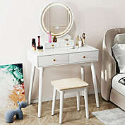 Infinity Merch Vanity Desk with with Light, Stool, Dressing Table with 4 Drawers