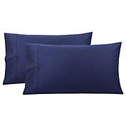 PiccoCasa Pillowcases Set of 2, Super Soft Cotton Solid Bed Pillow Covers with Envelope Closure, Hotel Bedroom Pillow Sham Queen 20"x30", Navy Blue