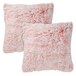 Juvale Blush Pink Faux Fur Throw Pillow Covers, Fuzzy Home Decor (18 x 18 Inches, 2 Pack)