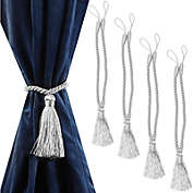Juvale Silver Rope Curtain Tiebacks, Holdbacks for Drapes (15 In, 4 Pack)