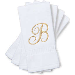Juvale Monogrammed Fingertip Towels, Embroidered Letter B (11 x 18 in, White, Set of 4)