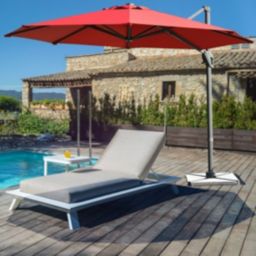 Costway 11ft Patio Offset Umbrella with 360° Rotation and Tilt System-Wine