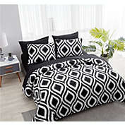 The Nesting Company Cypress 7 Piece bed in a bag Comforter and Sheet Set Set King Black & White