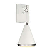1-Light Wall Sconce in White with Polished Nickel by Meridian Lighting M90066WHPN