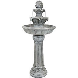 Sunnydaze Ornate Elegance Solar Water Fountain with Battery Backup - 42-Inch - White