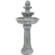 Sunnydaze Ornate Elegance Solar Water Fountain with Battery Backup - 42-Inch - White