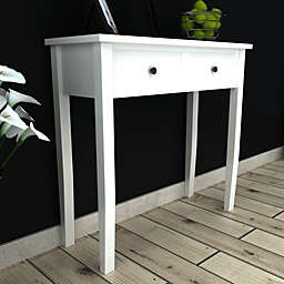 vidaXL White Dressing Console Table with Two Drawers