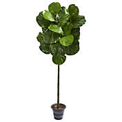 Nearly Natural 4&#39; Fiddle Leaf Artificial Tree With Decorative Planter