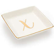 Juvale Letter X Ceramic Trinket Tray, Monogram Initials Jewelry Dish (4 x 4 Inches)