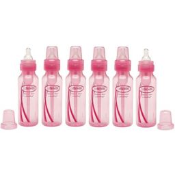 Dr. Browns Natural Flow Anti-Colic Baby Bottles, Pink, 8oz, 6 Pack