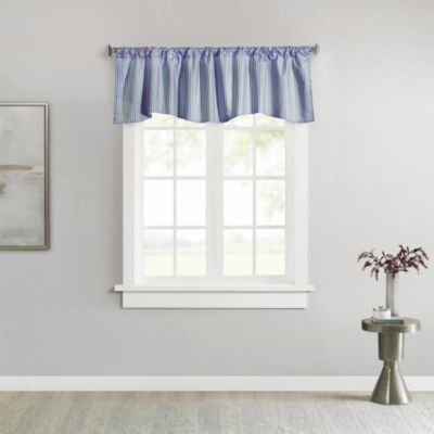 Commonwealth ThermaLogic Ticking Stripe Scalloped Valance With 3" Rod Pocket &reg;" Side and &reg;" Bottom Hem - 60x18" - Navy
