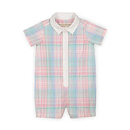 Hope & Henry Baby Poplin Button Front Romper (Rainbow Plaid, 6-12 Months)