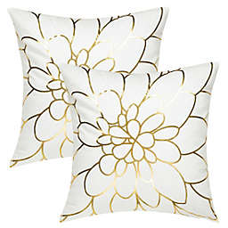PiccoCasa Bronzing Home Pillowcase Decorative Cushion Pillow Cover Couch Gold Print Throw Pillow Covers Set of 2, Flower Print, 18