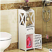Infinity Merch Small Bathroom Storage Corner Floor Cabinet Cupboard Organizer, White Finish