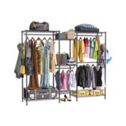 Hifashion Heavy Duty Load 1600 Lbs Clothing Rack with Rods and Side Hooks, Metal