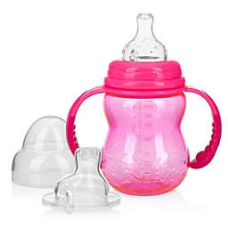 Munchkin Nuby 3 Stage Tritan Wide Neck Grow with Me No-Spill Bottle to Cup, 8 Oz, Pink