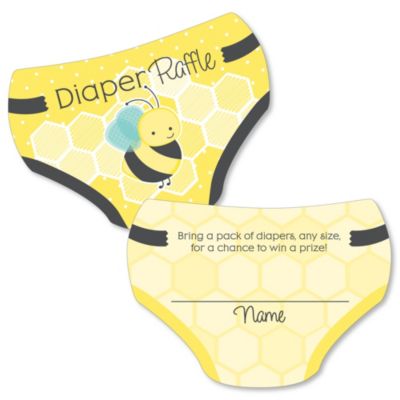 Big Dot of Happiness Honey Bee - Diaper Shaped Raffle Ticket Inserts - Baby Shower Activities - Diaper Raffle Game - Set of 24