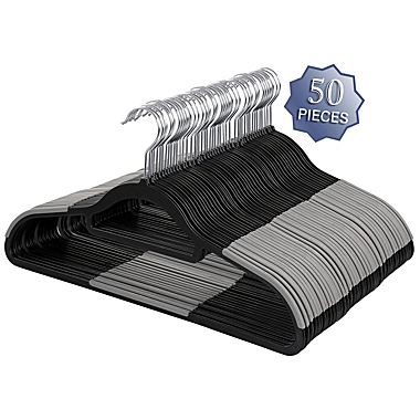 Elama Home 50 Piece Plastic Non Slip Hanger in Black and Gray. View a larger version of this product image.
