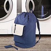 Homz Carry Pack Nylon Laundry Hamper Navy Blue