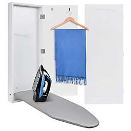 Ivation Ironing Board, Wall Mount Sleeve Ironing Board and Ironing Board Cover with Hooks, White