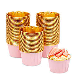 Sparkle and Bash Pink and Gold Foil Cupcake Liners, Muffin Cups for Baking (2.75x1.5 In, 100 Pack)