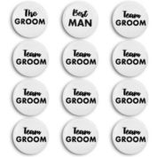 Blue Panda White Bachelor Party Pins for Party Supplies (2.2 Inches, 12 Pack)