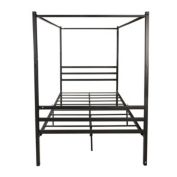 Infinity Merch Canopy Metal Bed with Headboard Mattress Twin- Size in Black