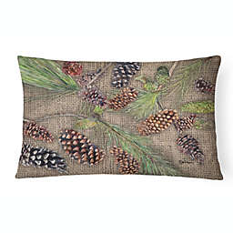 Caroline's Treasures Pine Cones  on Faux Burlap Canvas Fabric Decorative Pillow 12 x 16