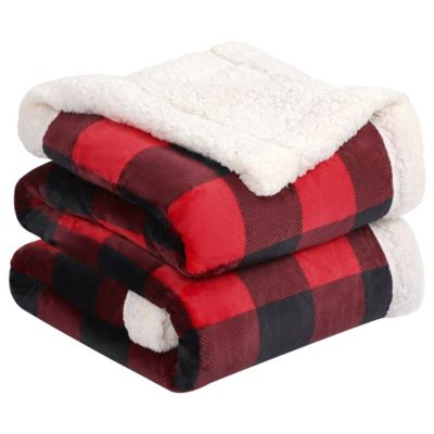 Plaid fleece blanket sherpa tyrol mountain skiers 