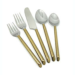 Vibhsa Golden Flatware Set of 30 Pieces (Cut Hammered, Stainless Steel)