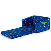 Slickblue 2-in-1 Convertible Kids Sofa with Velvet Fabric-Blue