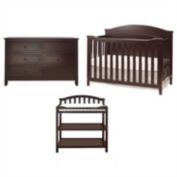 Slickblue 3 Piece Crib Changing Station 6 Drawer Dresser Nursery Furniture Set Espresso
