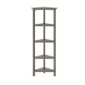 NewRidge Edenton 4-Shelf Tall Wood Corner Bookcase with Open Bookshelves - Washed Gray