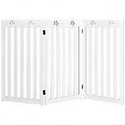 Costway 36" Folding Wooden Freestanding Pet Gate Dog Gate with 360° Flexible Hinge-White
