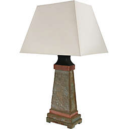 Sunnydaze Indoor-Outdoor Copper Trimmed Slate Table Lamp - Electric - 30