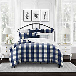 6ix Tailors Fine Linens Basic Check Blue Comforter Set