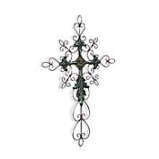 Contemporary Home Living 28" Green and Brown Traditional Cross Handmade Wall Decor