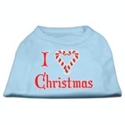Mirage Pet Products I Heart Christmas Screen Print Shirt Baby Blue Medium - 12" L