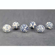 AA Importing Set of Six 2.5" Blue and White Decorative Balls