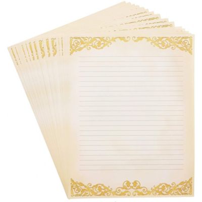 Pipilo Press Vintage Lined Stationery Paper for Writing Letters, Ivory (8.5 x 11 In, 48 Sheets)