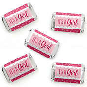 Big Dot of Happiness It&#39;s a Girl - Mini Candy Bar Wrapper Stickers - Pink Baby Shower Small Favors - 40 Count