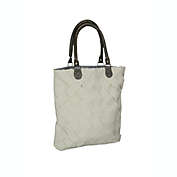 Audreys Lattice Basket Weave Cotton Tote Bag W/ Leather Handles 16 X 15 Inches