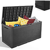 "Infinity Merch 100 Gals. Black Deck Box Resin Outdoor Storage  with Waterproof Cover "