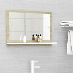 vidaXL Bathroom Mirror White and Sonoma Oak 23 6x4 1x14 6 Chipboard