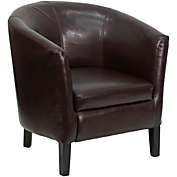 Flash Furniture Lauren Brown LeatherSoft Barrel Shaped Guest Chair